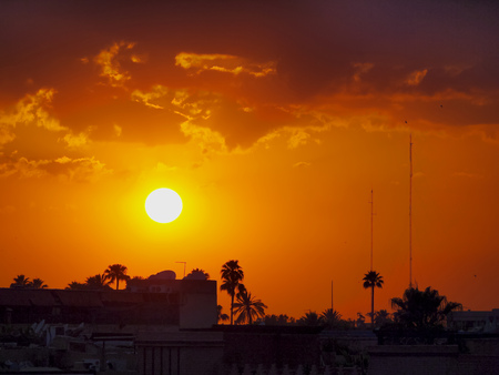 Sunset in Marrakesh - one of the most famous cities in Morocco, Africaの写真素材