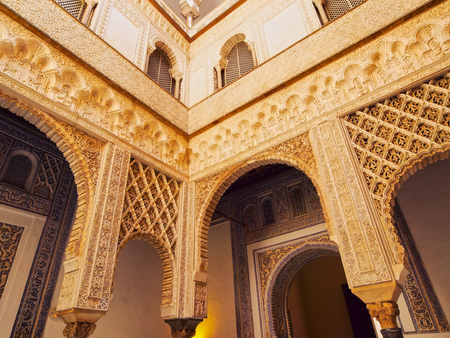 Reales Alcazares in Seville - residence developed from a former Moorish Palace in Andalusia, Spainのeditorial素材