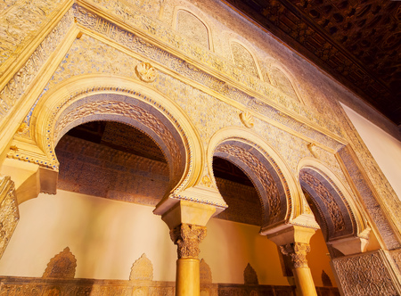 Reales Alcazares in Seville - residence developed from a former Moorish Palace in Andalusia, Spainのeditorial素材