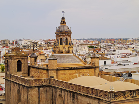Seville Cityscape - view from Metropol Parasol on Plaza de la Encarnacion, Andalusia, Spainのeditorial素材