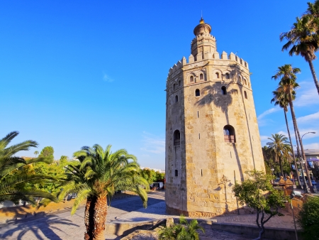 Torre del Oro - The Gold Tower in Seville, Andalusia, Spainのeditorial素材
