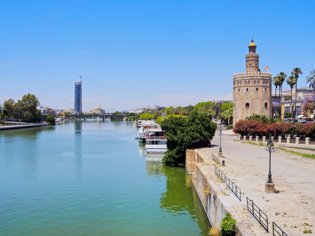 Torre del Oro - The Gold Tower in Seville, Andalusia, Spainのeditorial素材