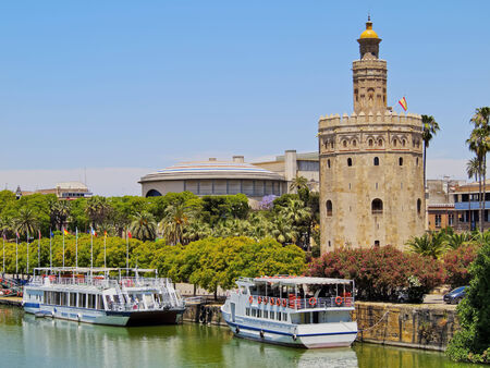 Torre del Oro - The Gold Tower in Seville, Andalusia, Spainのeditorial素材