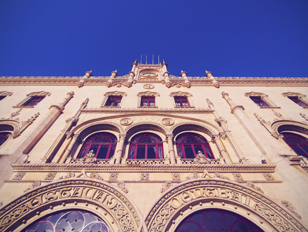View of the Rossio Railway Station in Lisbon, Portugalのeditorial素材