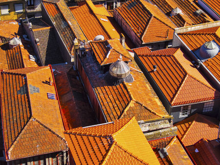 Red Roofs - view from Clerigos Tower in Porto, Portugalの写真素材