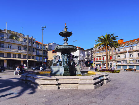 Fountain on Gomes Teixeira Square in Porto, Portugal