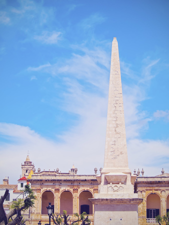 View of the Born Square in Ciutadella on Menorca, Balearic Islands, Spainの写真素材