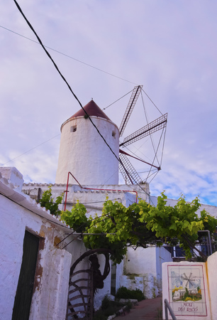 Windmill in Es Mercadal - small town on Menorca, Balearic Islands, Spainの写真素材