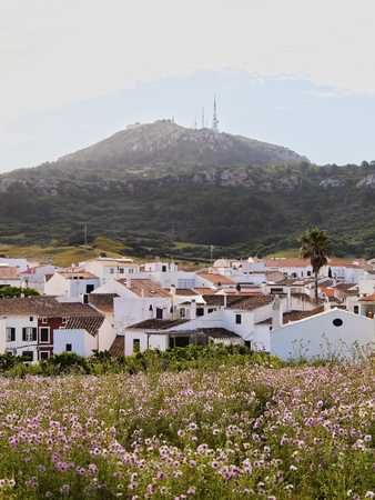 View of Es Mercadal - small town on Menorca, Balearic Islands, Spainの写真素材
