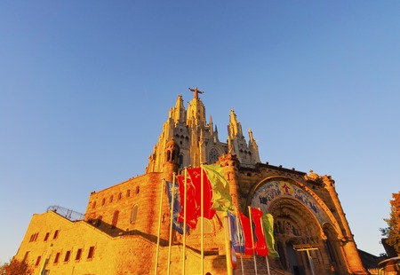 Temple of the Sacred Heart of Jesus on Tibidabo Mountain in Barcelona, Catalonia, Spainのeditorial素材