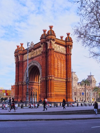 Arc de Triomf - Triumphal Arch in Barcelona, Catalonia, Spainのeditorial素材