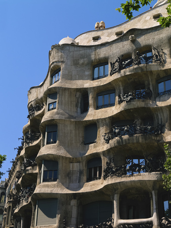 Casa Mila also known as La Pedrera - house designed by Antoni Gaudi in Barcelona, Catalonia, Spainのeditorial素材