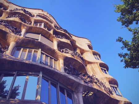 Casa Mila also known as La Pedrera - house designed by Antoni Gaudi in Barcelona, Catalonia, Spain