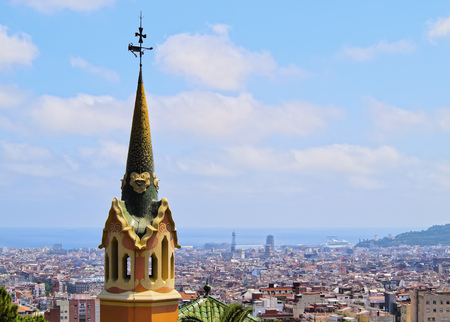 Parc Guell - famous park designed by Antoni Gaudi in Barcelona, Catalonia, Spainのeditorial素材