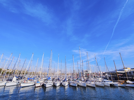 View of the Port Vell in Barcelona, Catalonia, Spainのeditorial素材