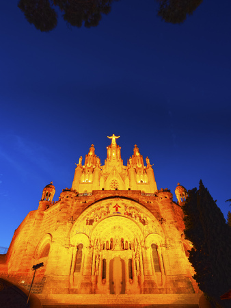 Temple of the Sacred Heart of Jesus on Tibidabo Mountain in Barcelona, Catalonia, Spainの写真素材