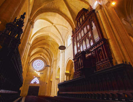 Spain, Catalonia, Tarragona, Interior view of The Cathedral of Tarragona.の写真素材