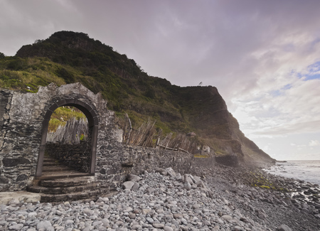 Portugal, Madeira, View of the beach in Sao Jorge.の写真素材