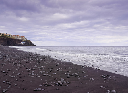 Portugal, Madeira, Sao Martinho, View of the Praia Formosa.の写真素材