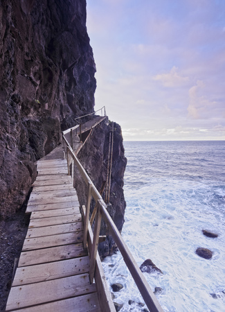 Portugal, Madeira, View of the cliffs near the Ponta de Sao Jorge.の写真素材
