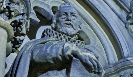 UK, Scotland, Lothian, Edinburgh, Twilight view of the masonry of the St Giles' Cathedral.の写真素材