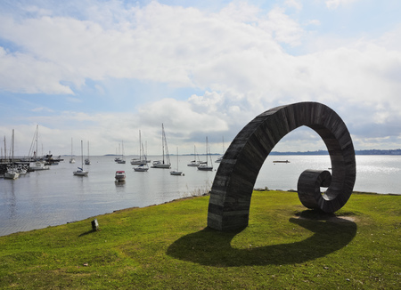 Uruguay, Colonia Department, Colonia del Sacramento, Spiral Monument in front of the Cultural Center Bastion del Carmen.のeditorial素材