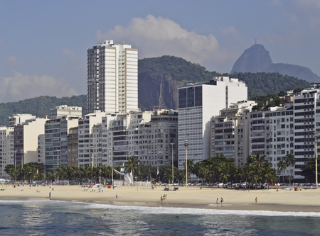 Brazil, City of Rio de Janeiro, View of the Copacabana Beach.の写真素材