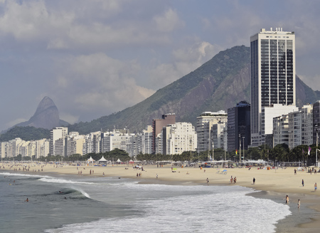 Brazil, City of Rio de Janeiro, View of the Copacabana Beach.の写真素材