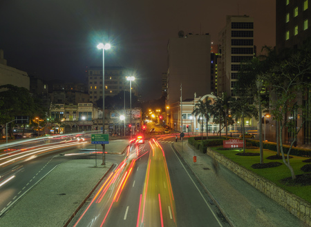 Brazil, City of Rio de Janeiro, City Center, Nocturnal view of the Avenida Republica do Chile.