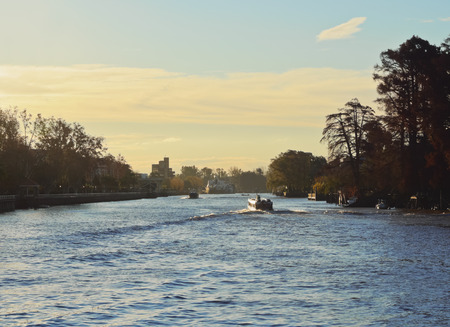 Argentina, Buenos Aires Province, Tigre, View of the Canal on the Lujan River.の写真素材