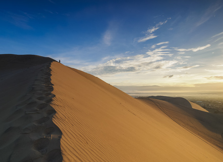 Sand Dunes of Ica Desert near Huacachina, Ica Region, Peruの写真素材