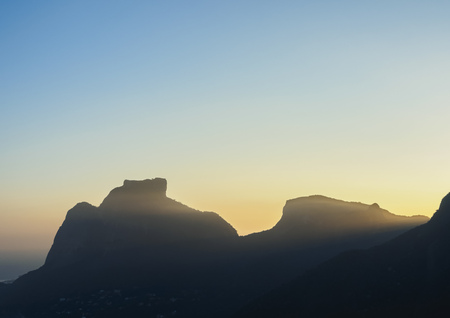 Pedra da Gavea at sunset, Rio de Janeiro, Brazilの写真素材