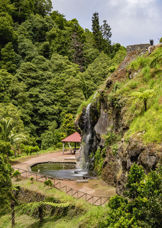 Ribeira dos Caldeiroes Natural Park, Nordeste, Sao Miguel Island, Azores, Portugalの写真素材