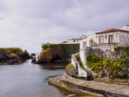 Porto Velho, old port, Santa Cruz das Flores, Flores Island, Azores, Portugalの写真素材