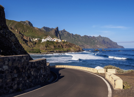 View towards Almaciga, Anaga Rural Park, Tenerife Island, Canary Islands, Spainの写真素材