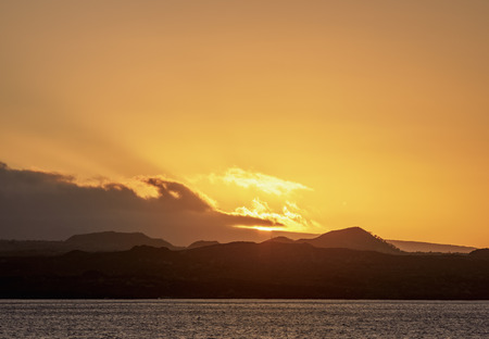 Santiago or James Island at sunset, Galapagos, Ecuadorの写真素材