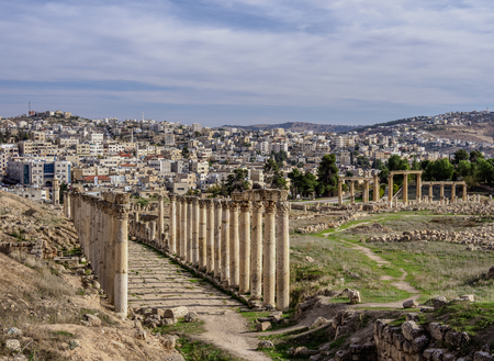 South Decumanus, Jerash, Jerash Governorate, Jordanの写真素材