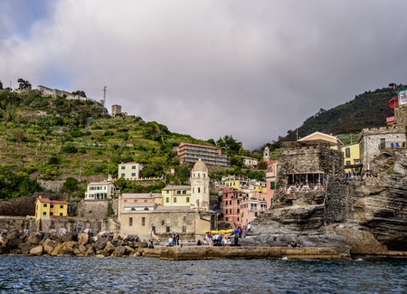 Vernazza, Cinque Terre, UNESCO World Heritage Site, Liguria, Italyのeditorial素材