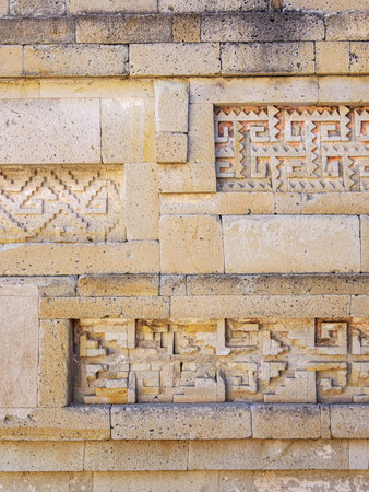 Mitla Archaeological Site, wall detailed view, San Pablo Villa de Mitla, Oaxaca State, Mexico