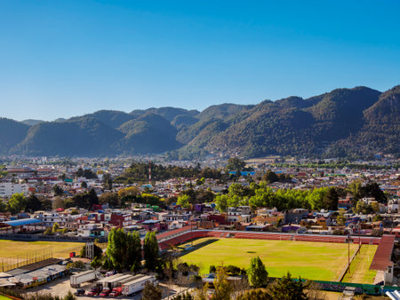 Cityscape of San Cristobal de las Casas, elevated view, Chiapas State, Mexicoの写真素材
