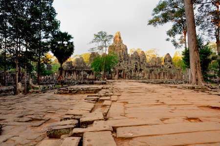 Angkor Thom. One of many temples in the vast Angkor complex, centuries old, here in Cambodiaの写真素材
