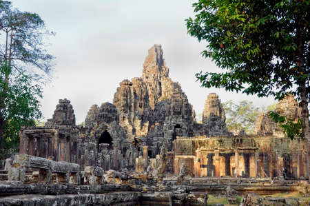 Angkor Thom. One of many temples in the vast Angkor complex, centuries old, here in Cambodiaの写真素材