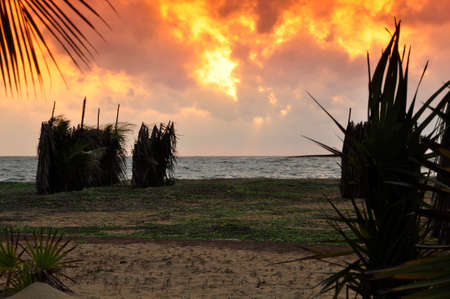 Sunset on Kalpitiya peninsula. Lots of colour here in this sky over the Indian Ocean off the North Western coast of Sri Lankaの写真素材