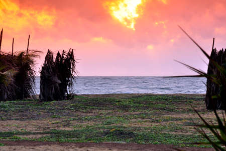 Sunset on Kalpitiya peninsula. Lots of colour here in this sky over the Indian Ocean off the North Western coast of Sri Lankaの写真素材