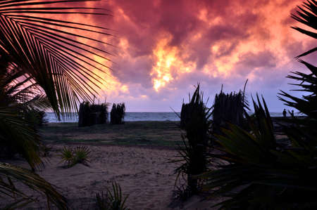 Sunset on Kalpitiya peninsula. Lots of colour here in this sky over the Indian Ocean off the North Western coast of Sri Lankaの写真素材