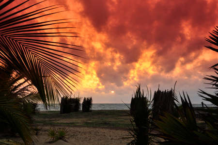 Sunset on Kalpitiya peninsula. Lots of colour here in this sky over the Indian Ocean off the North Western coast of Sri Lankaの写真素材