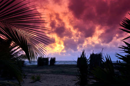 Sunset on Kalpitiya peninsula. Lots of colour here in this sky over the Indian Ocean off the North Western coast of Sri Lankaの写真素材