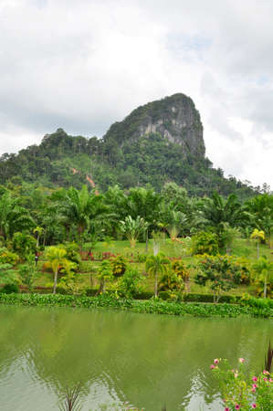 Pinnicles near Phangnga. Free standing mounds make up the landscape of this Southern Thailand areaの写真素材