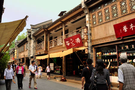 Chinese architecture. Constructed with traditional materials, this building and its decorations are located in an historical area of Cheng Du, Chinaのeditorial素材
