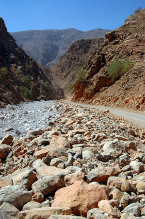 Hajar Mountains. The Hajar Mountains range from the northern Mussandam peninsula of Oman, through eastern UAE and into the southern part of Omanの写真素材